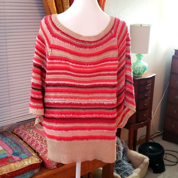 BCBG Stripe Sweater Poncho - Picture 4 of 4